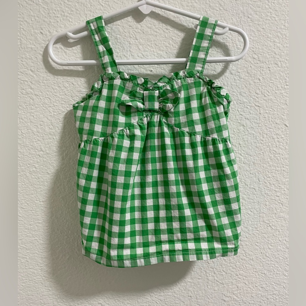 Janie and Jack green and white gingham tank top